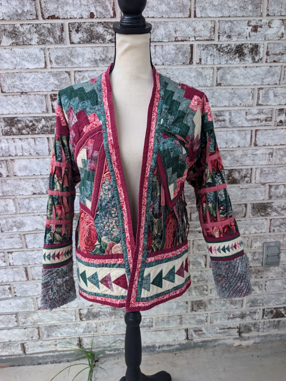 vintage handmade cotton Patchwork quilted jacket